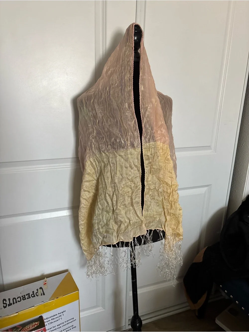 Light Peach to Pale Yellow Ombre Fringe Scarf
